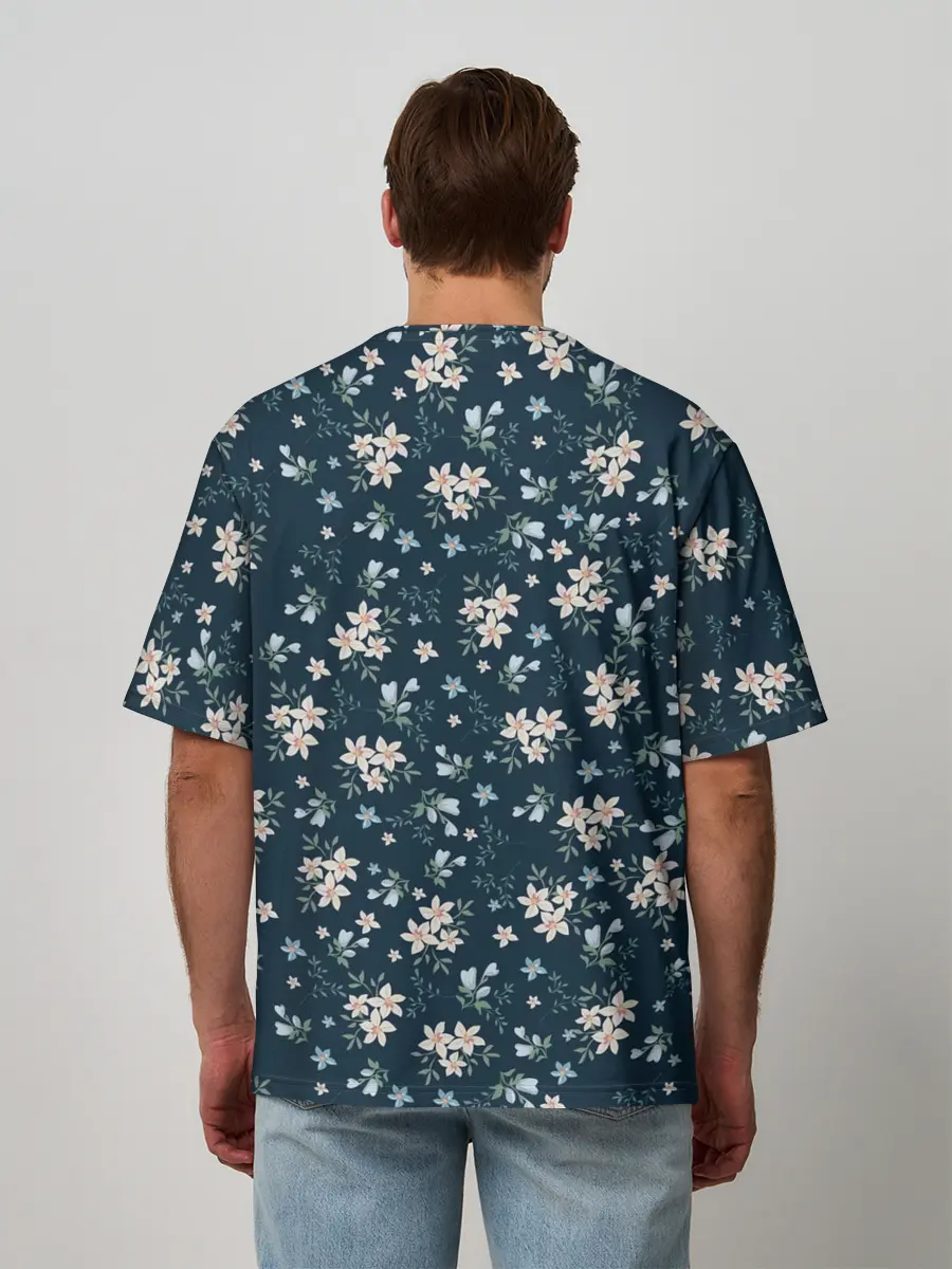 Мужская футболка оверсайз / Цветочки