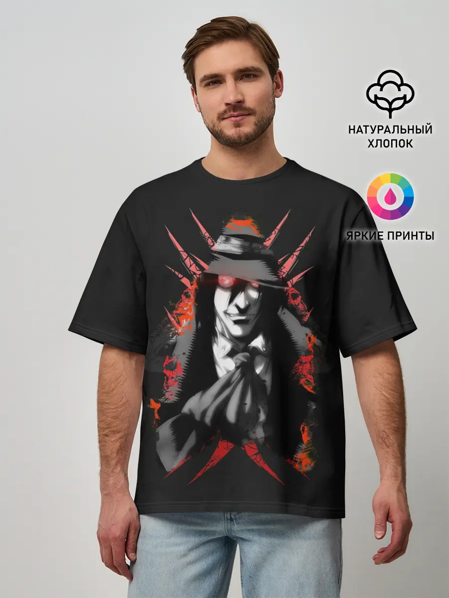 Мужская футболка оверсайз / Хеллсинг. Алукард