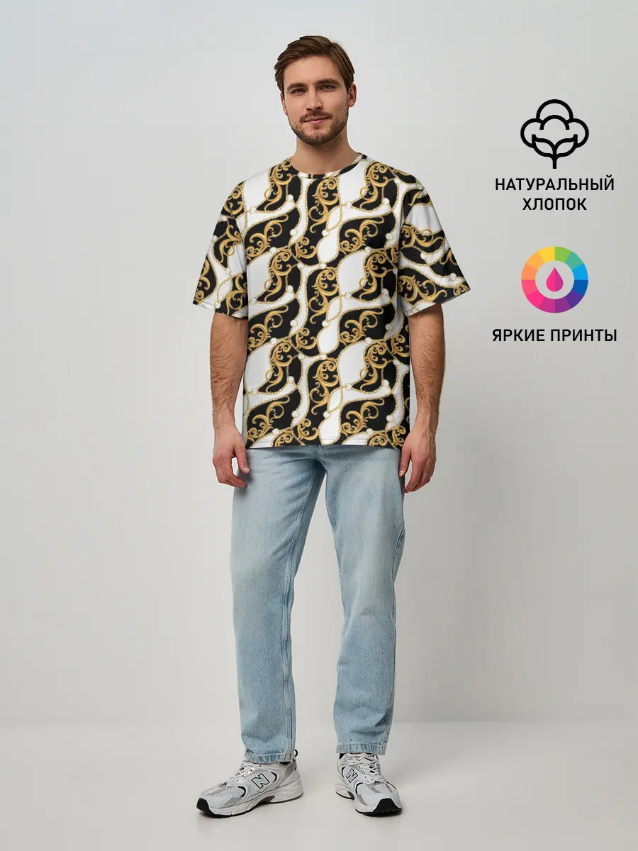 Мужская футболка оверсайз / Волновая вьюга