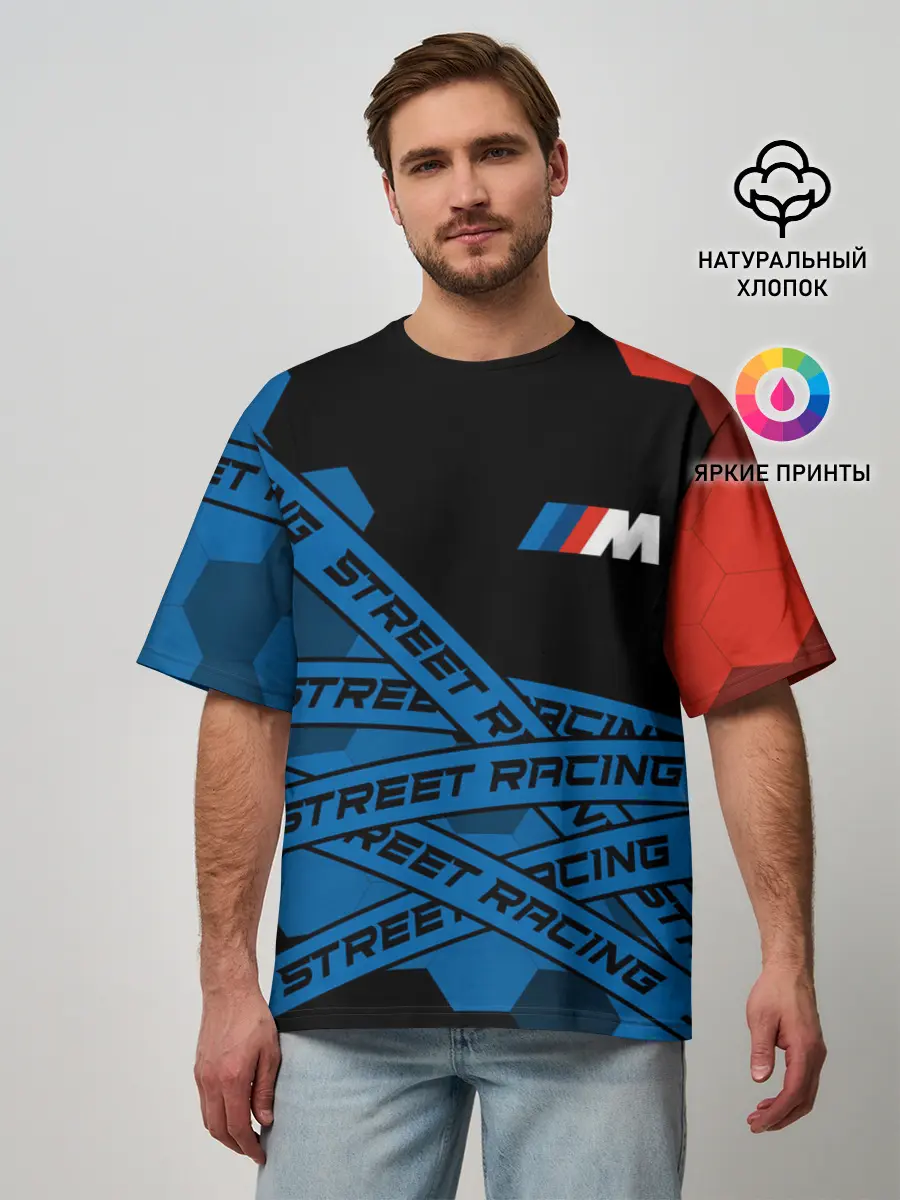 Мужская футболка оверсайз / BMW - Racing