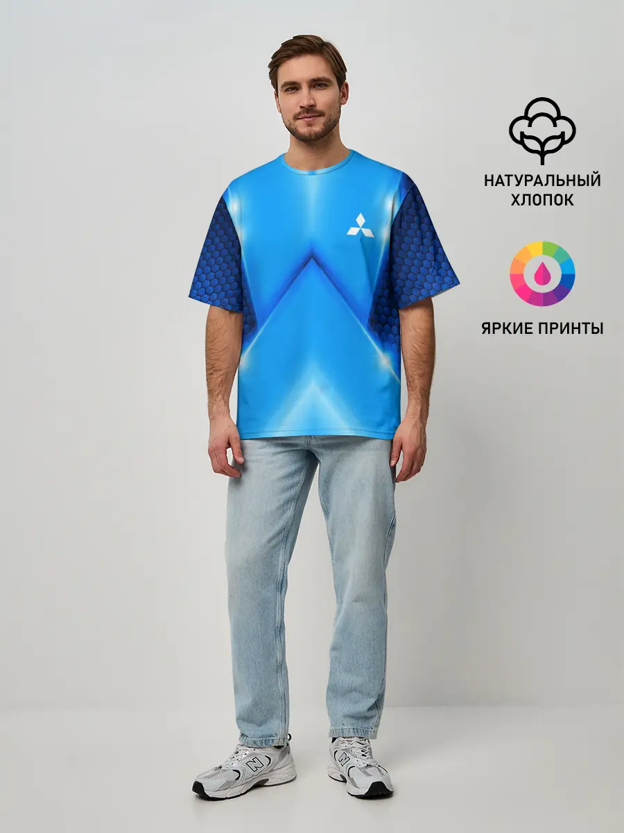 Мужская футболка оверсайз / Mitsubishi car sport SKY