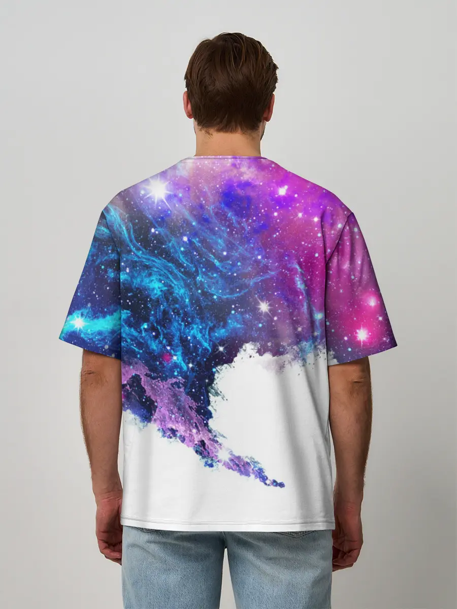 Мужская футболка оверсайз / Космический сноуборд