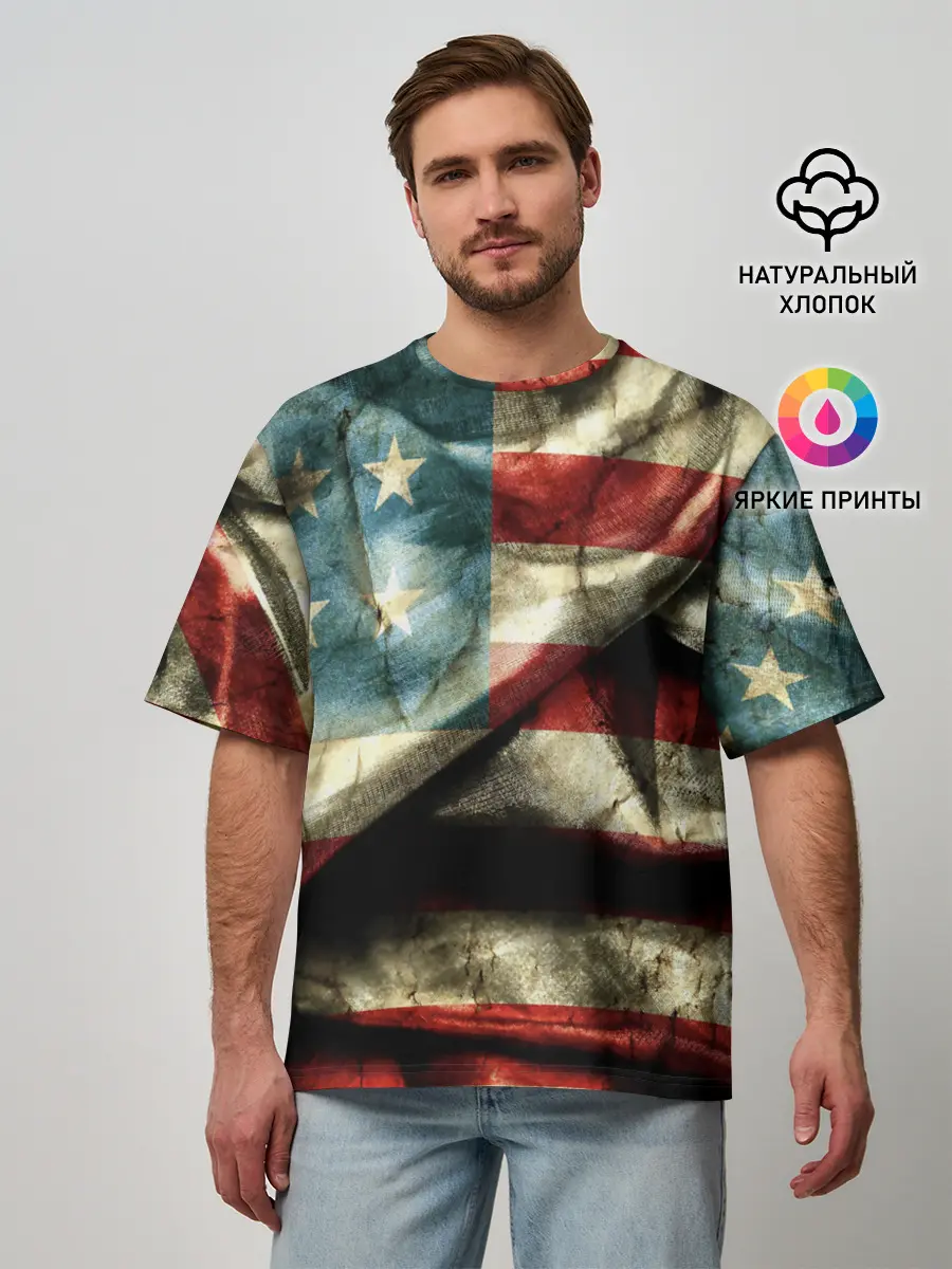 Мужская футболка оверсайз / USA 3D