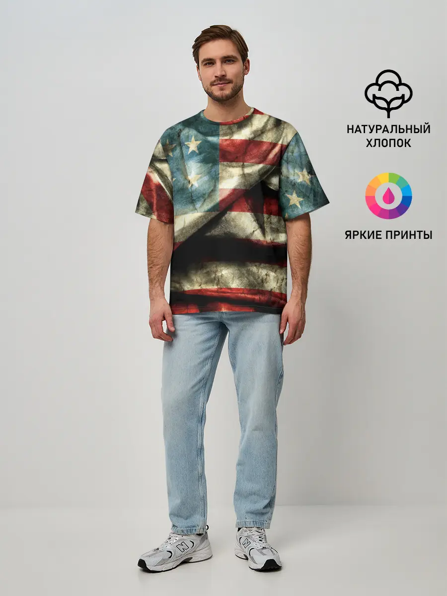 Мужская футболка оверсайз / USA 3D