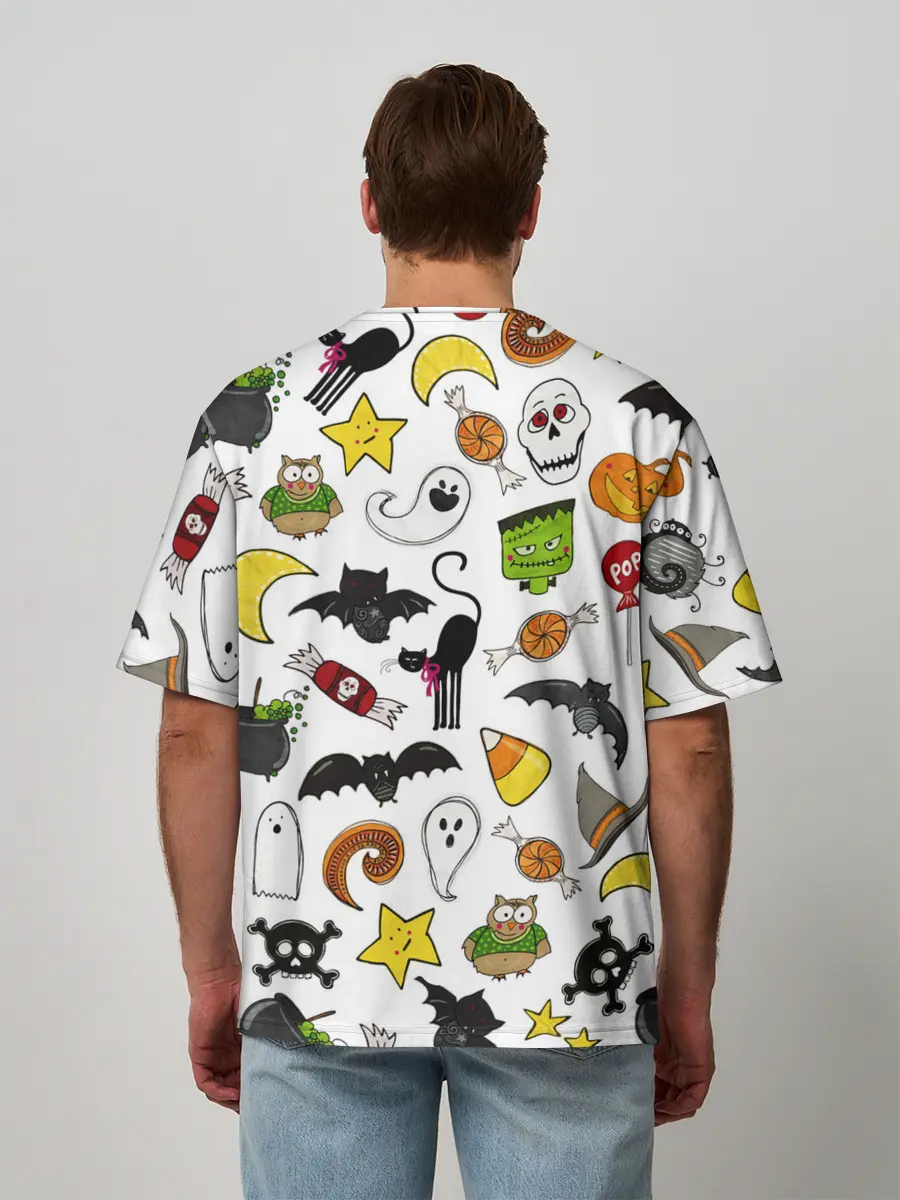 Мужская футболка оверсайз / Хэллоуин паттерн