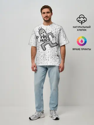 Мужская футболка оверсайз / FREE HUGS