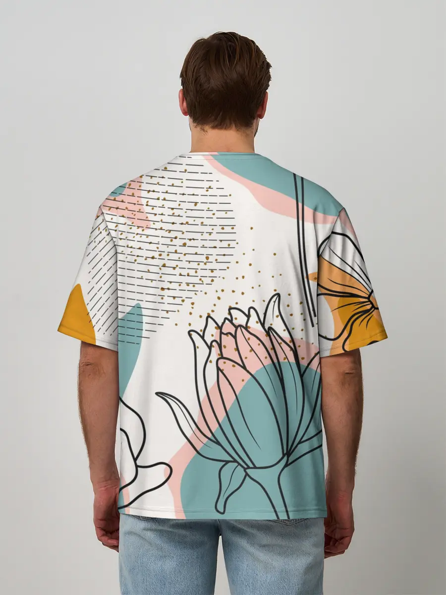 Мужская футболка оверсайз / Цветы