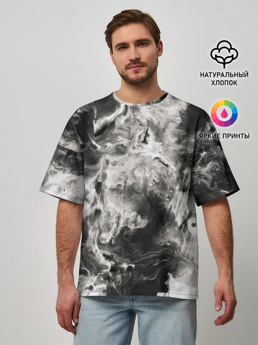 Мужская футболка оверсайз / Мрамор