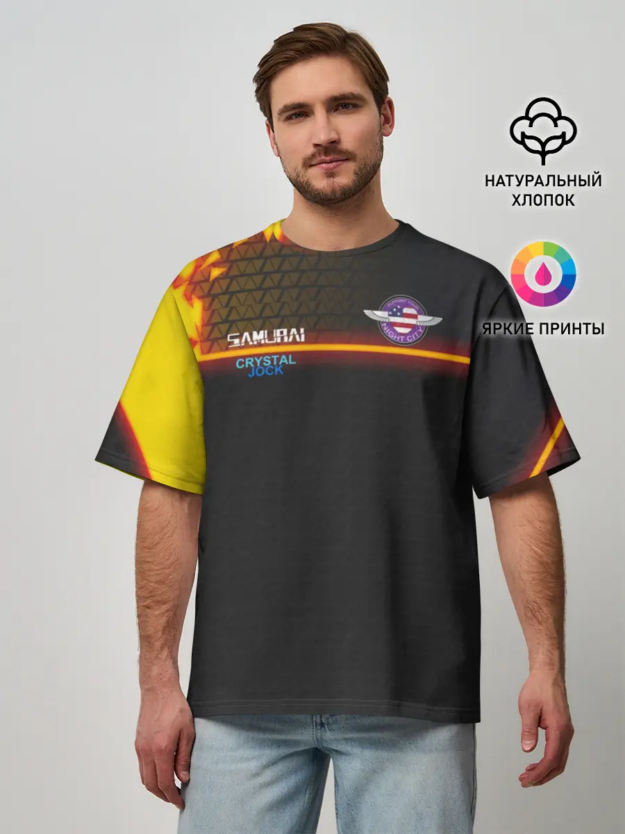 Мужская футболка оверсайз / CYBERPUNK 2077 SAMURAI