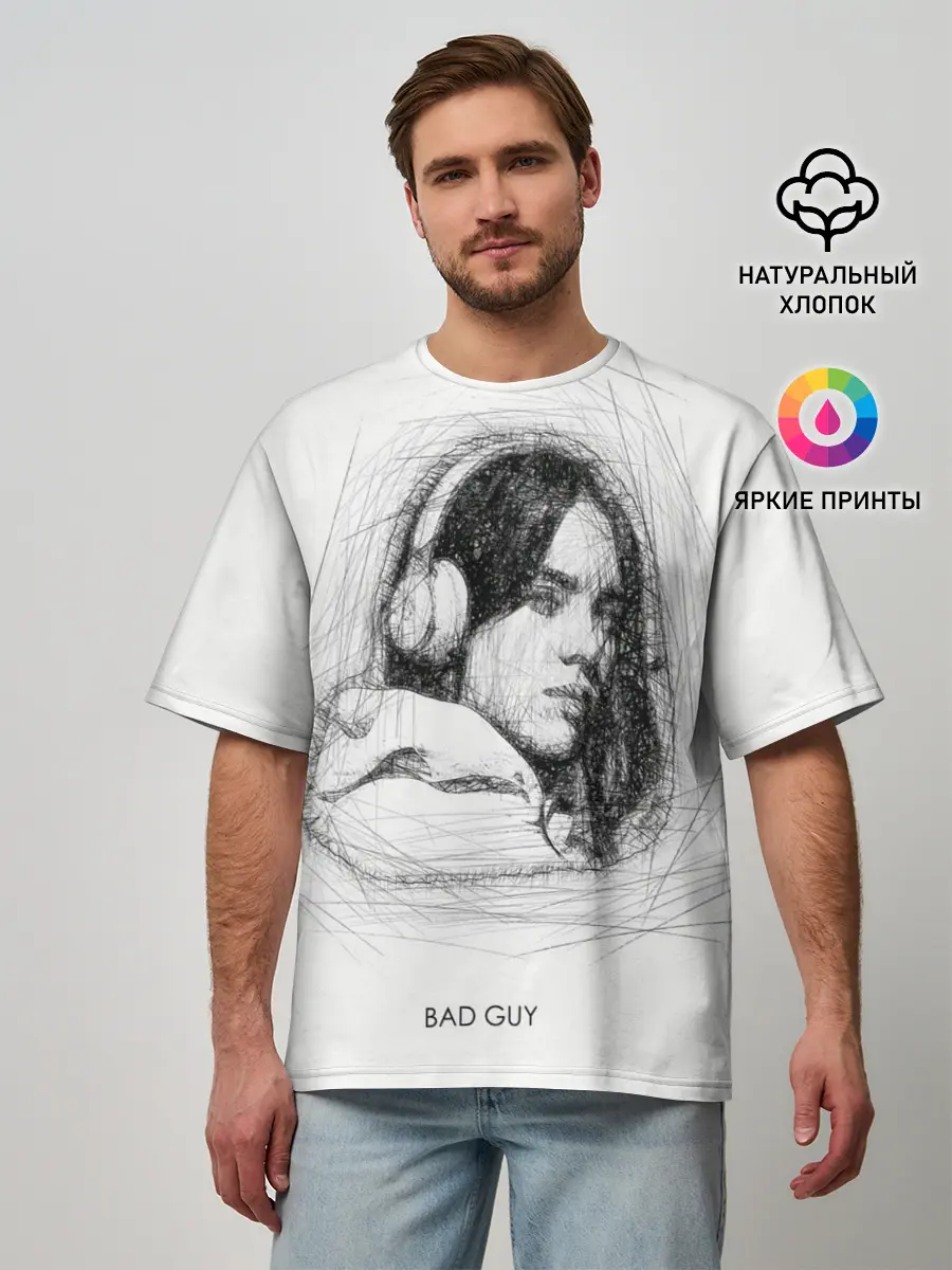 Мужская футболка оверсайз / Billie Eilish