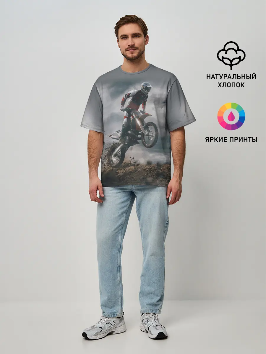 Мужская футболка оверсайз / МОТОКРОСС КТМ | MOTOCROSS KTM