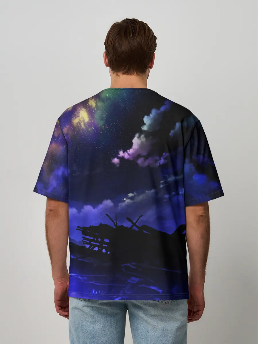 Мужская футболка оверсайз / Ночной закат