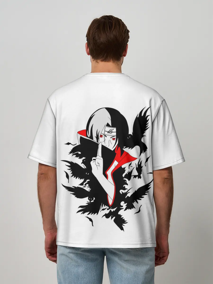 Мужская футболка оверсайз / Человек и вороны аниме