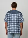 Мужская футболка оверсайз / Синий узор в клетку