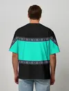 Мужская футболка оверсайз / Черно-бирюзовый узор