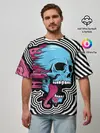 Мужская футболка оверсайз / Летящий череп