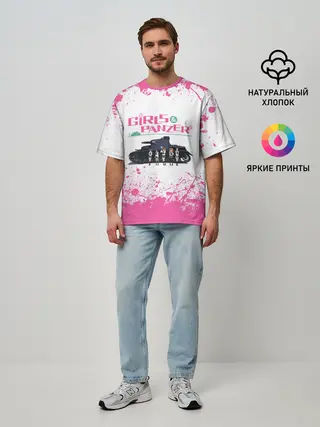 Мужская футболка оверсайз / Девушки и танки | Pink