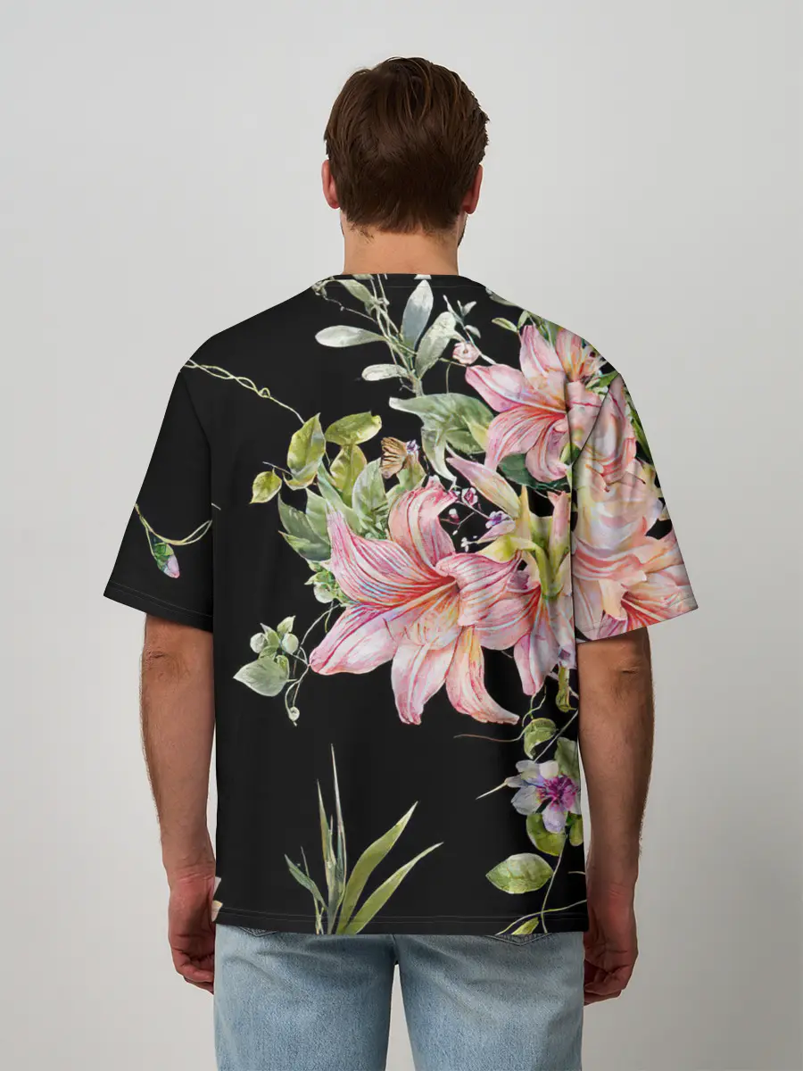 Мужская футболка оверсайз / Букет лилий