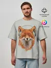 Мужская футболка оверсайз / Лиса в наушниках