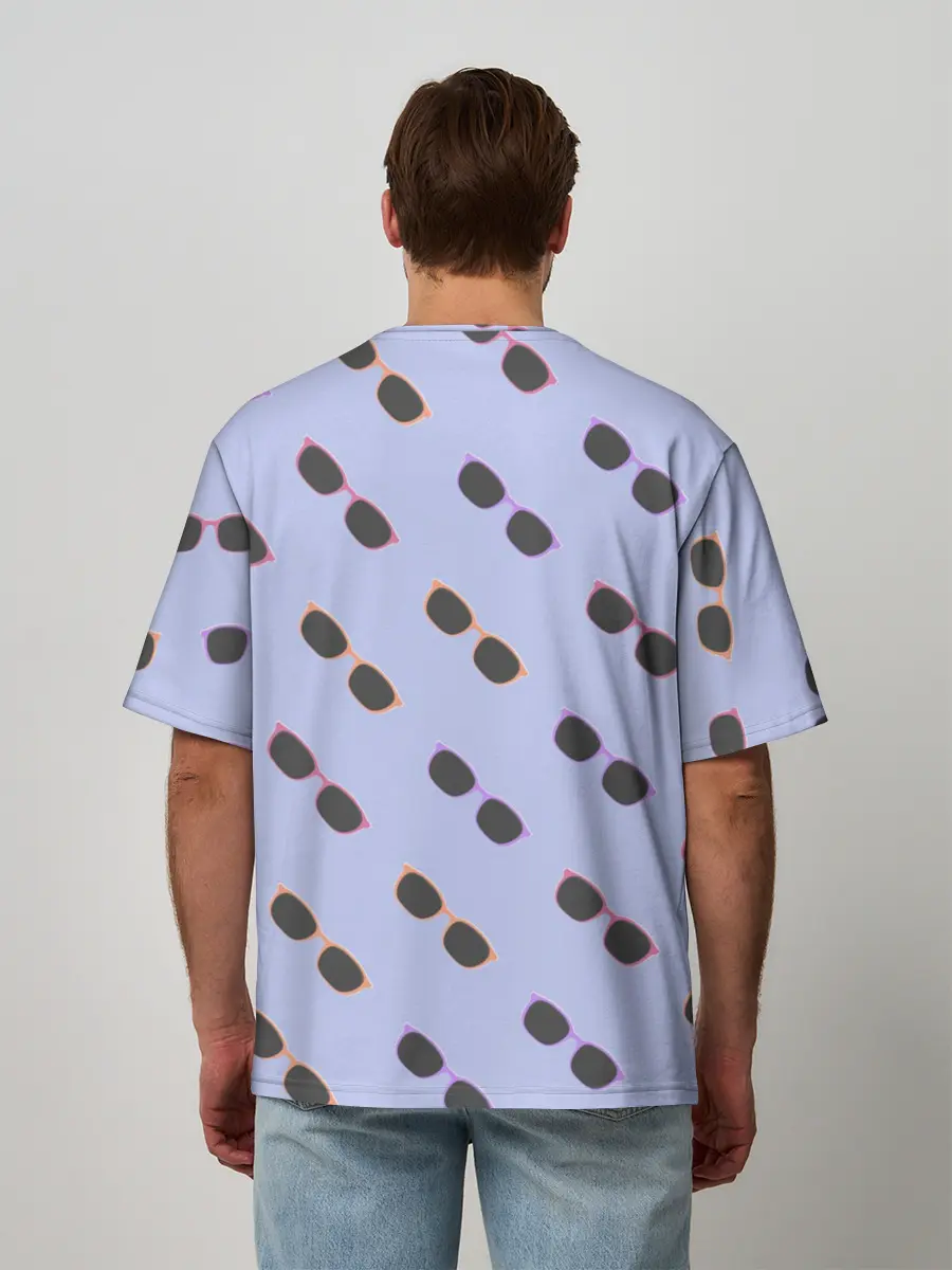 Мужская футболка оверсайз / Разноцветные очки