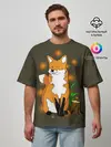 Мужская футболка оверсайз / Лиса в лесу