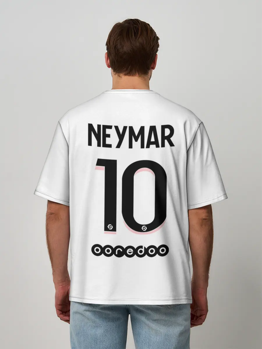 Мужская футболка оверсайз / Неймар ПСЖ гостевая форма 2021/2022