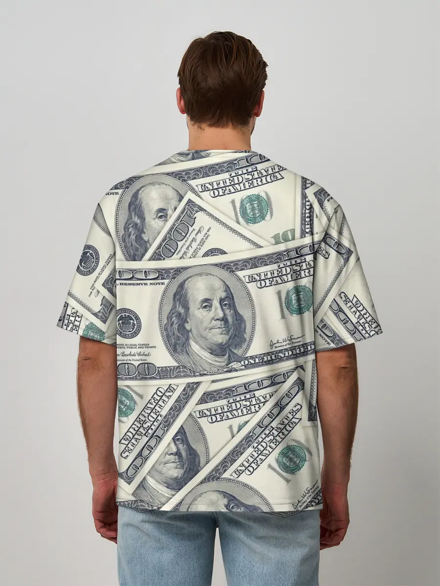 Мужская футболка оверсайз / Доллары