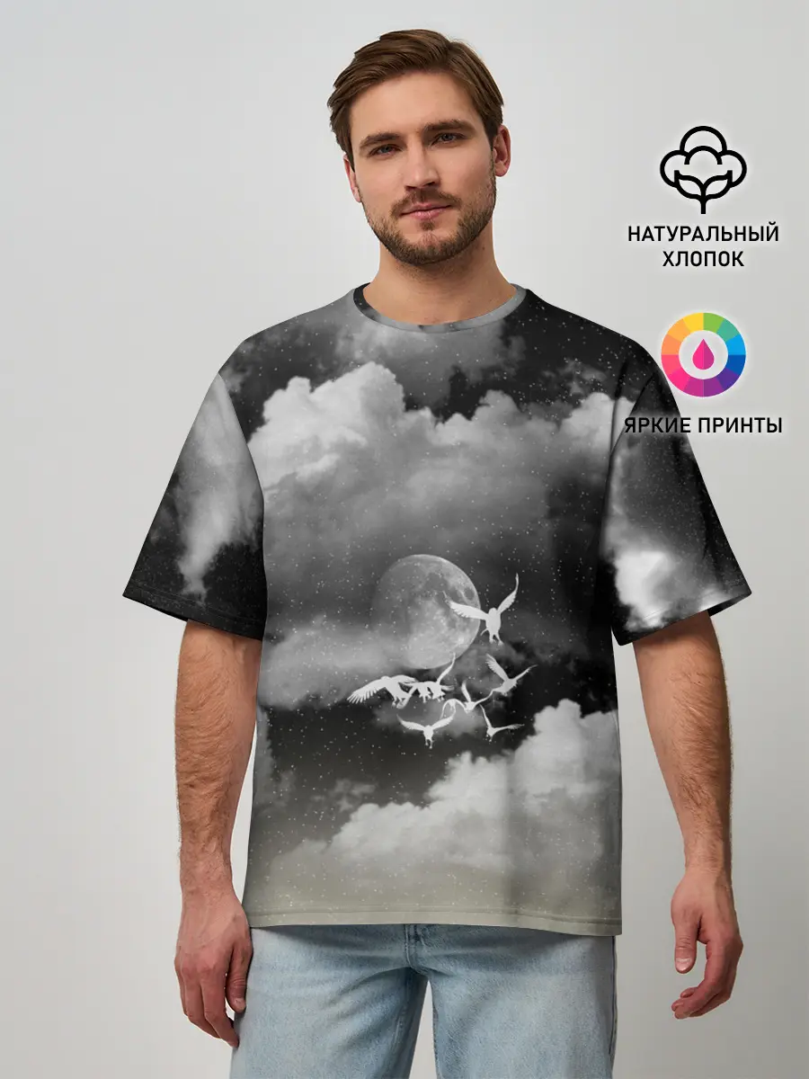 Мужская футболка оверсайз / Cloudy Night