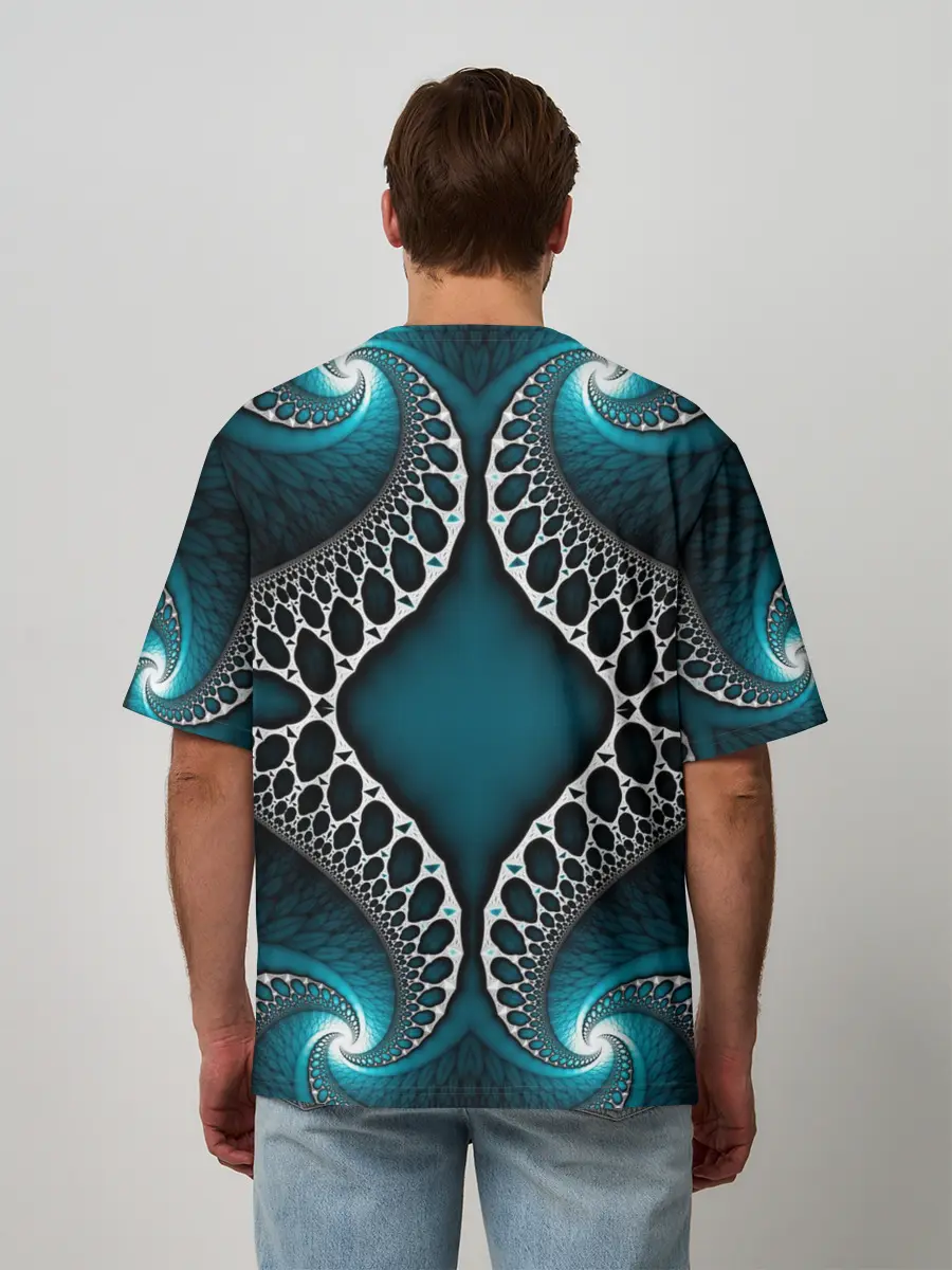 Мужская футболка оверсайз / Узор, От Которого Не Отведешь Взгляд