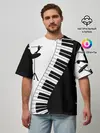 Мужская футболка оверсайз / Черно Белое пианино