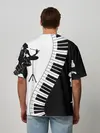 Мужская футболка оверсайз / Черно Белое пианино