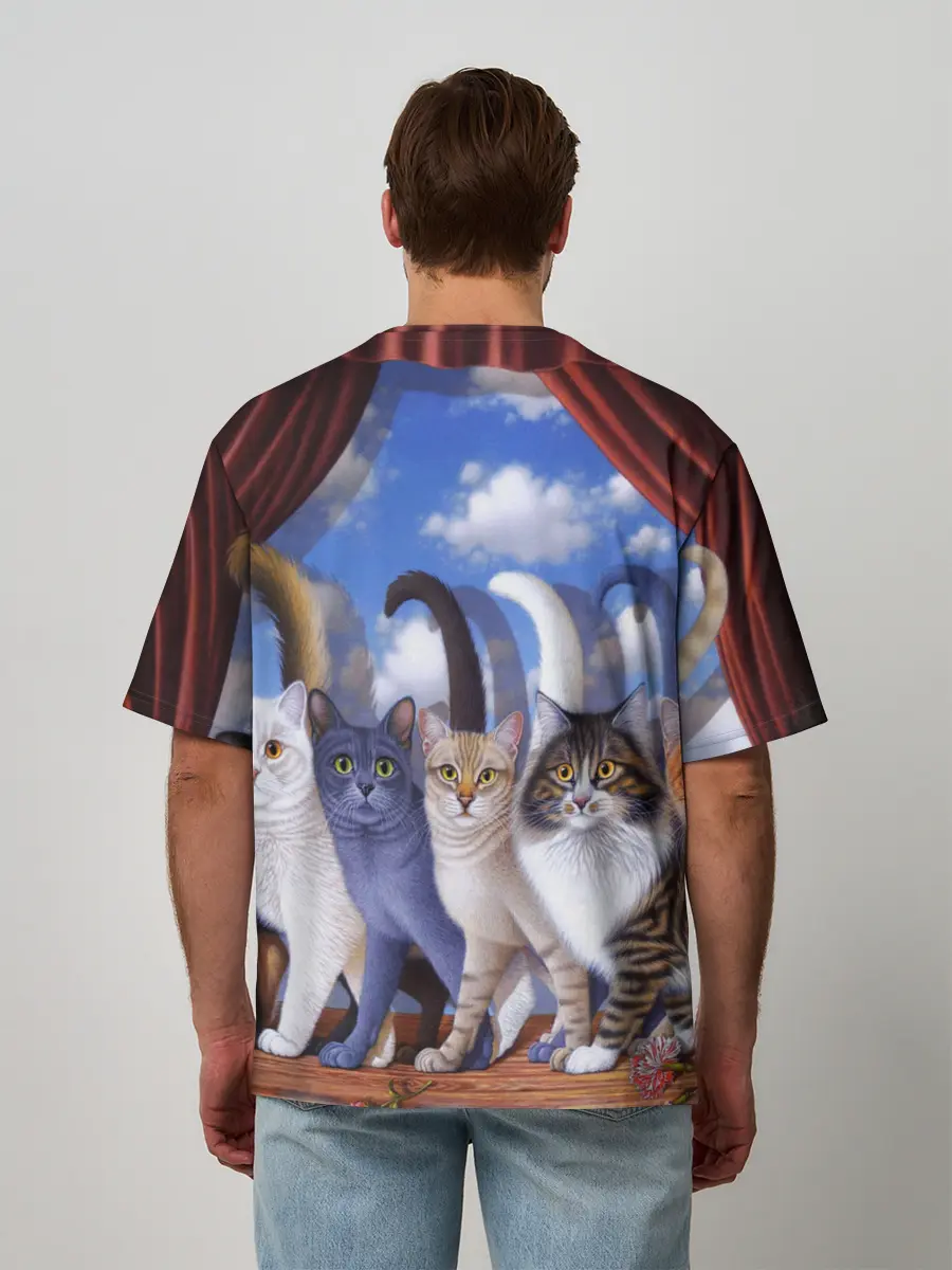 Мужская футболка оверсайз / Коты