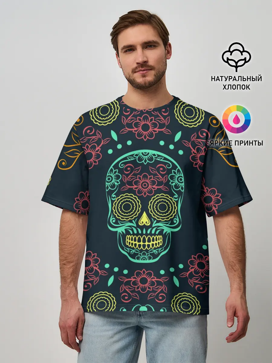 Мужская футболка оверсайз / Ornamental death