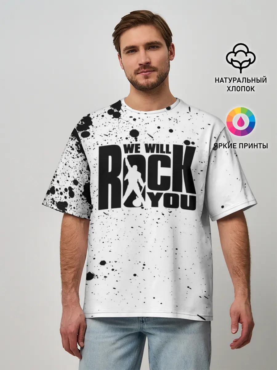 Мужская футболка оверсайз / Queen - We Will Rock You