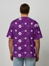Мужская футболка оверсайз / узор цветы на фиолетовом фоне