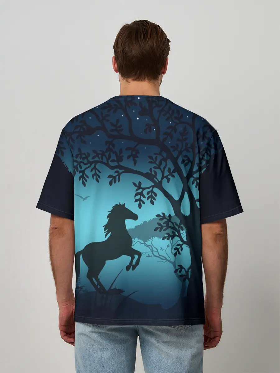 Мужская футболка оверсайз / Конь