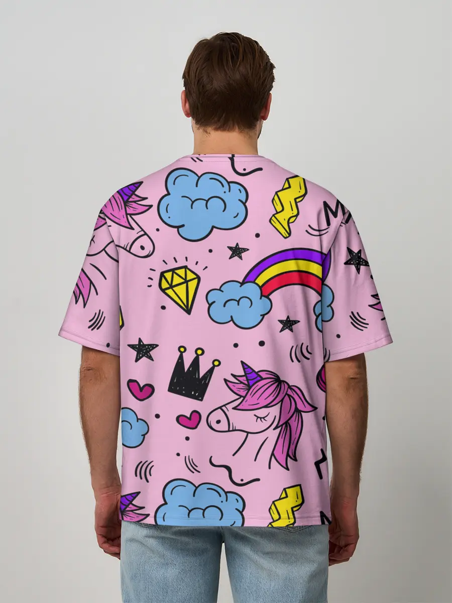 Мужская футболка оверсайз / Единороги