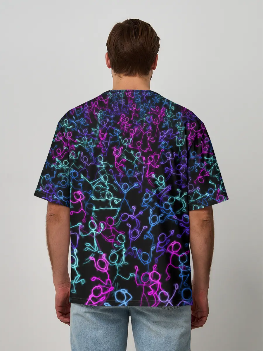 Мужская футболка оверсайз / Neon Rave Party