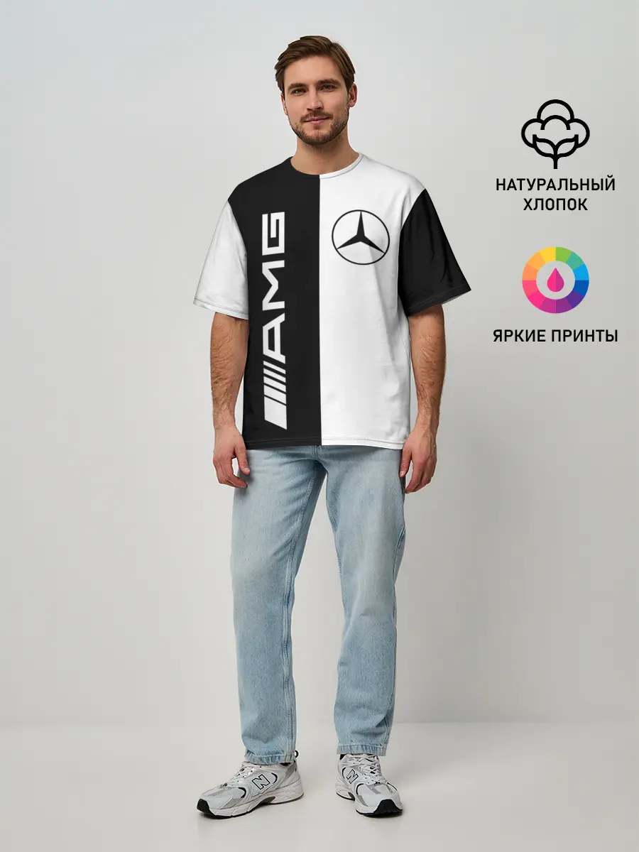 Мужская футболка оверсайз / MERCEDES AMG | МЕРСЕДЕС