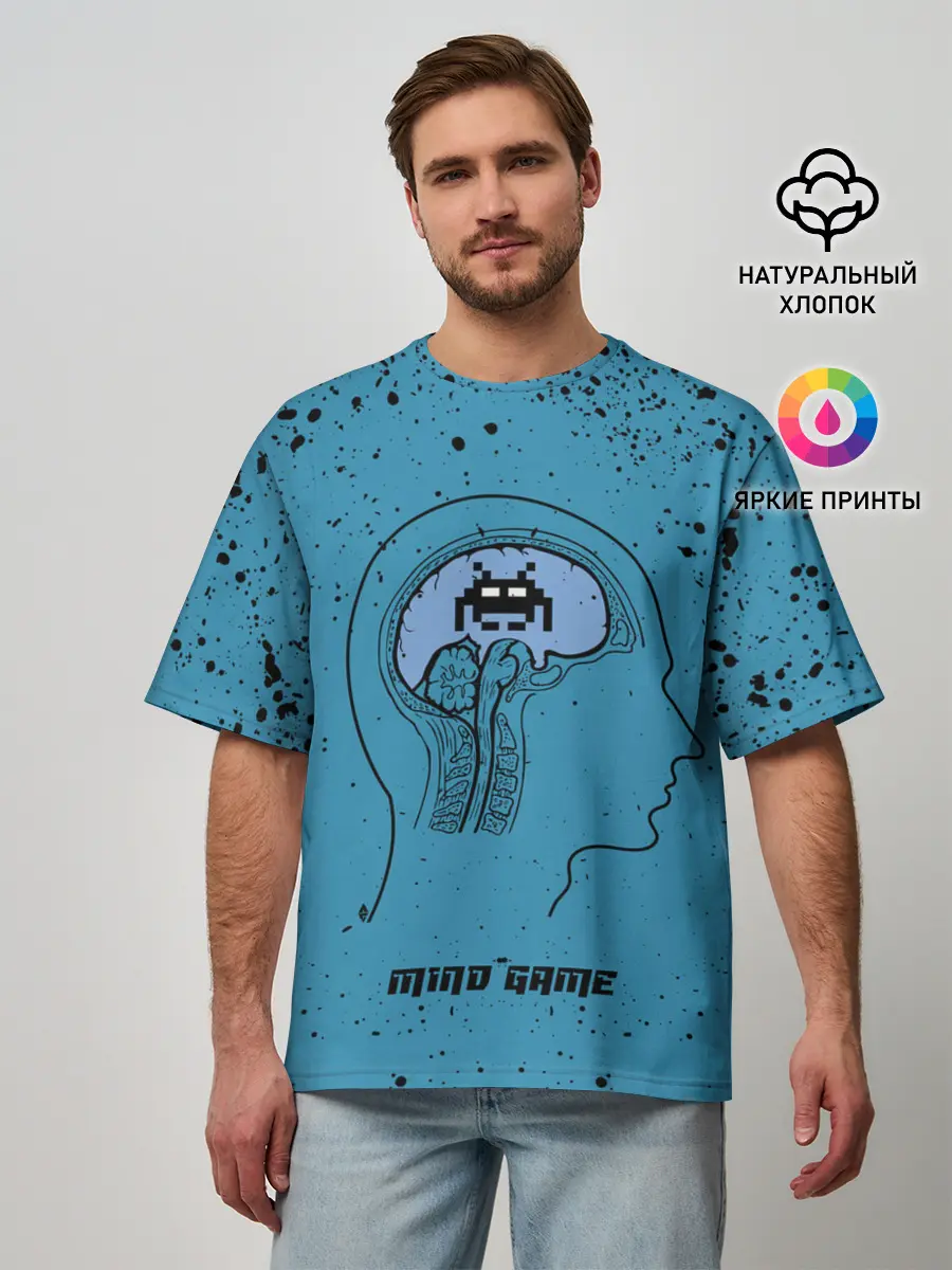 Мужская футболка оверсайз / Space Invaders | Mind Game