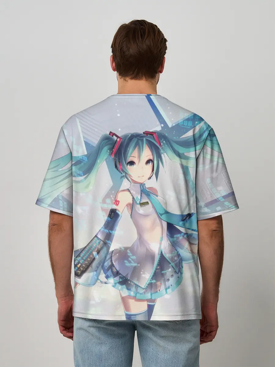 Мужская футболка оверсайз / Сияние Мика Хацуне