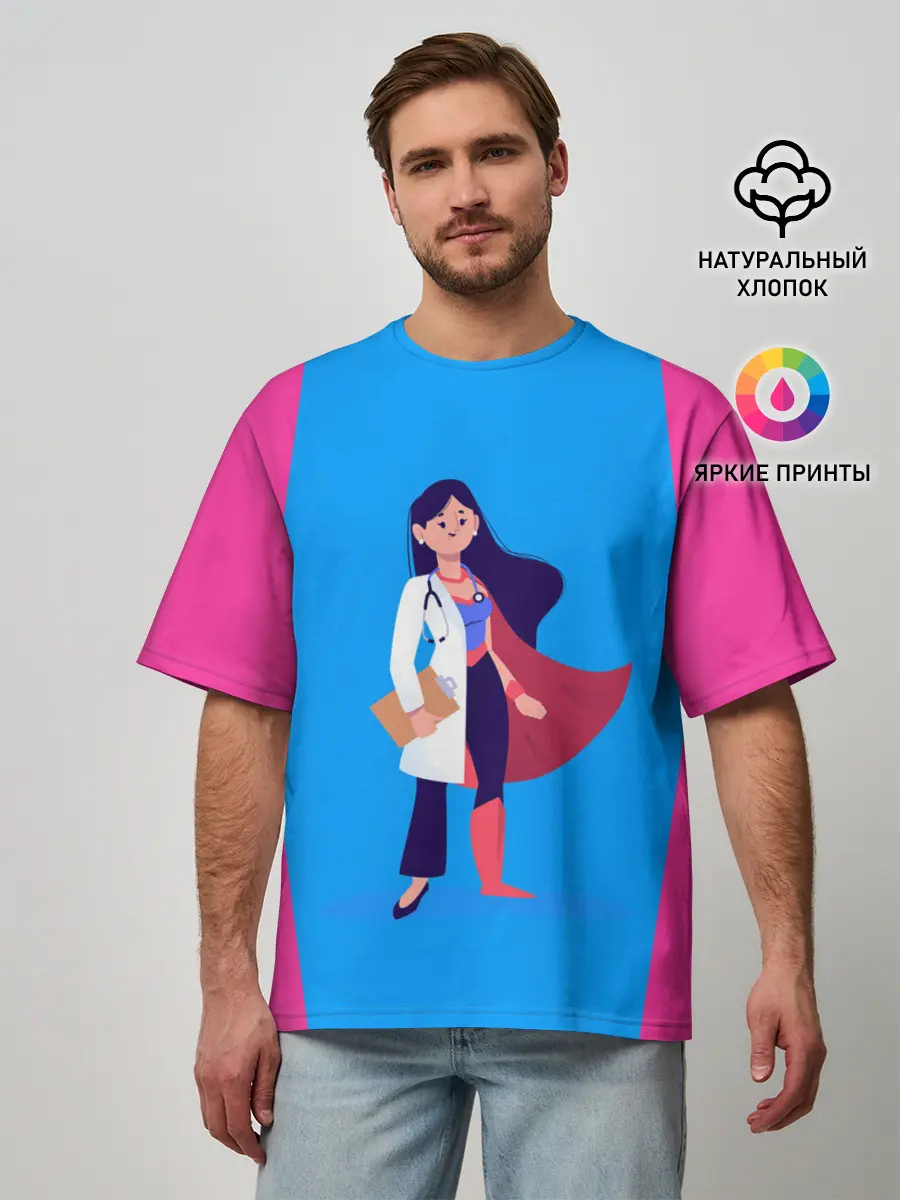 Мужская футболка оверсайз / Медсестра | Super Nurse