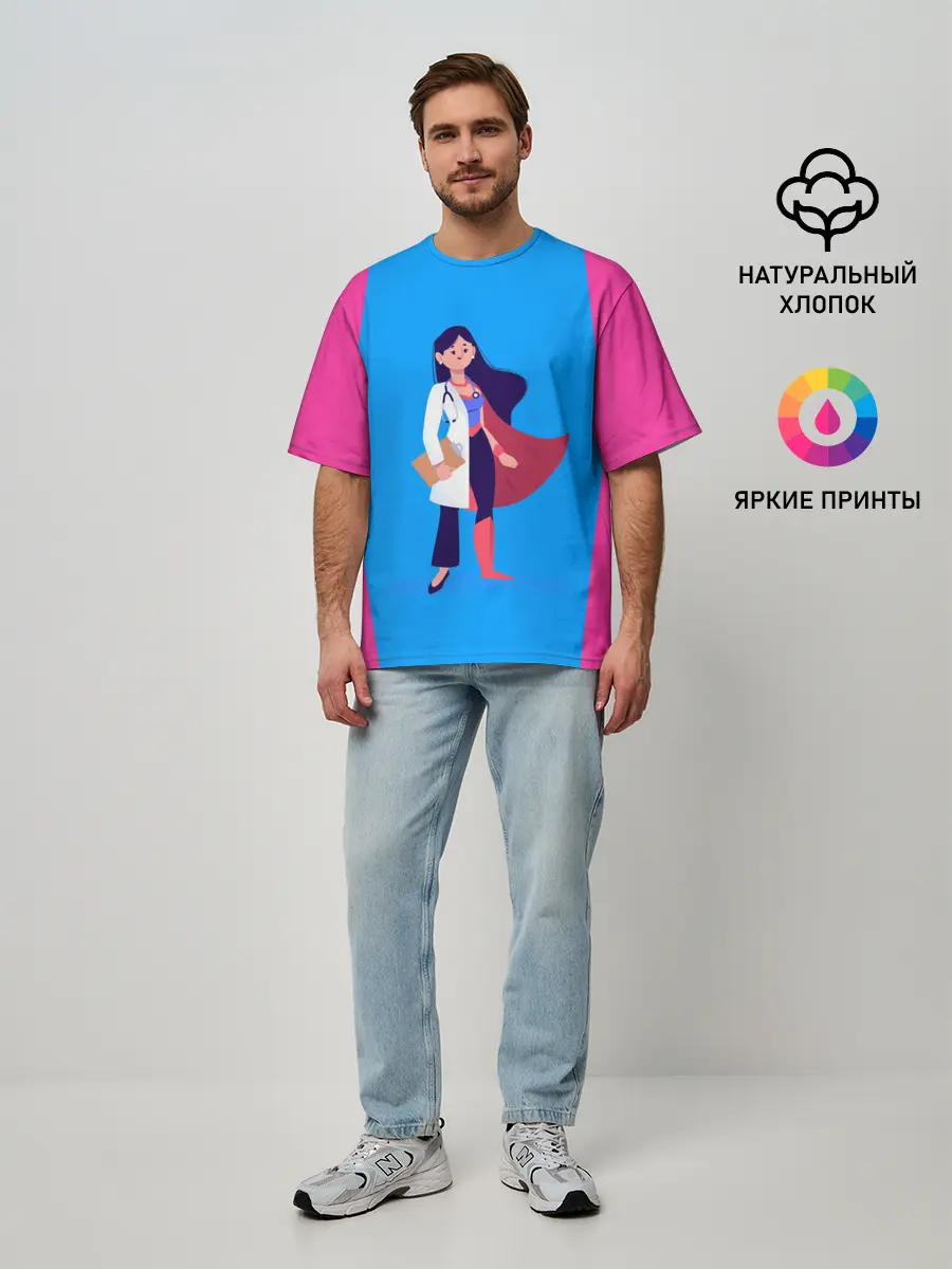 Мужская футболка оверсайз / Медсестра | Super Nurse