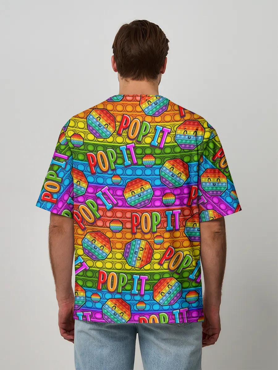 Мужская футболка оверсайз / POP IT SMILE | ПОП ИТ ПУПЫРКА