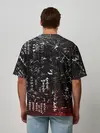 Мужская футболка оверсайз / ИТАЧИ УЧИХА ИЕРОГЛИФЫ гранж