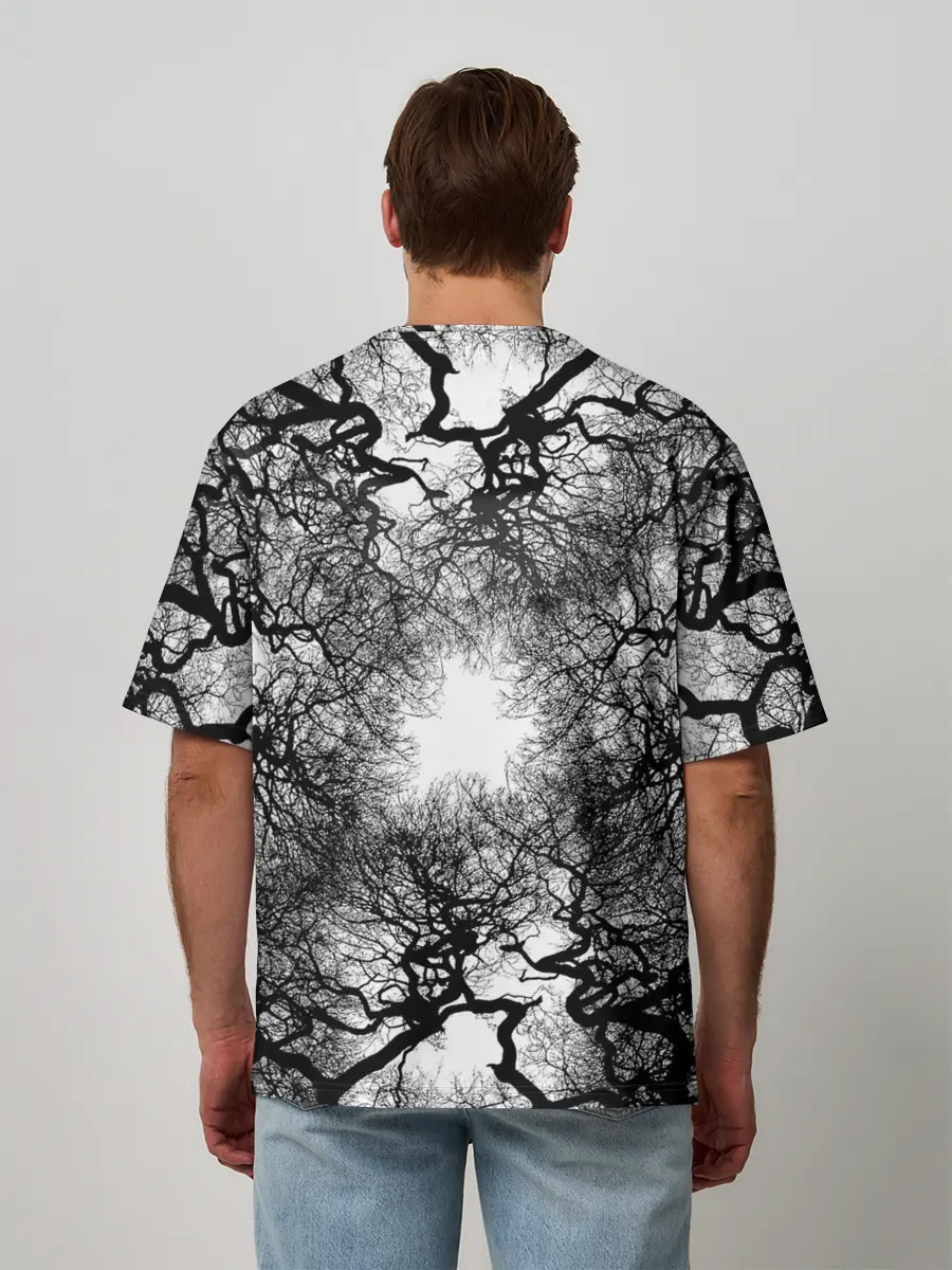 Мужская футболка оверсайз / Texture Branches