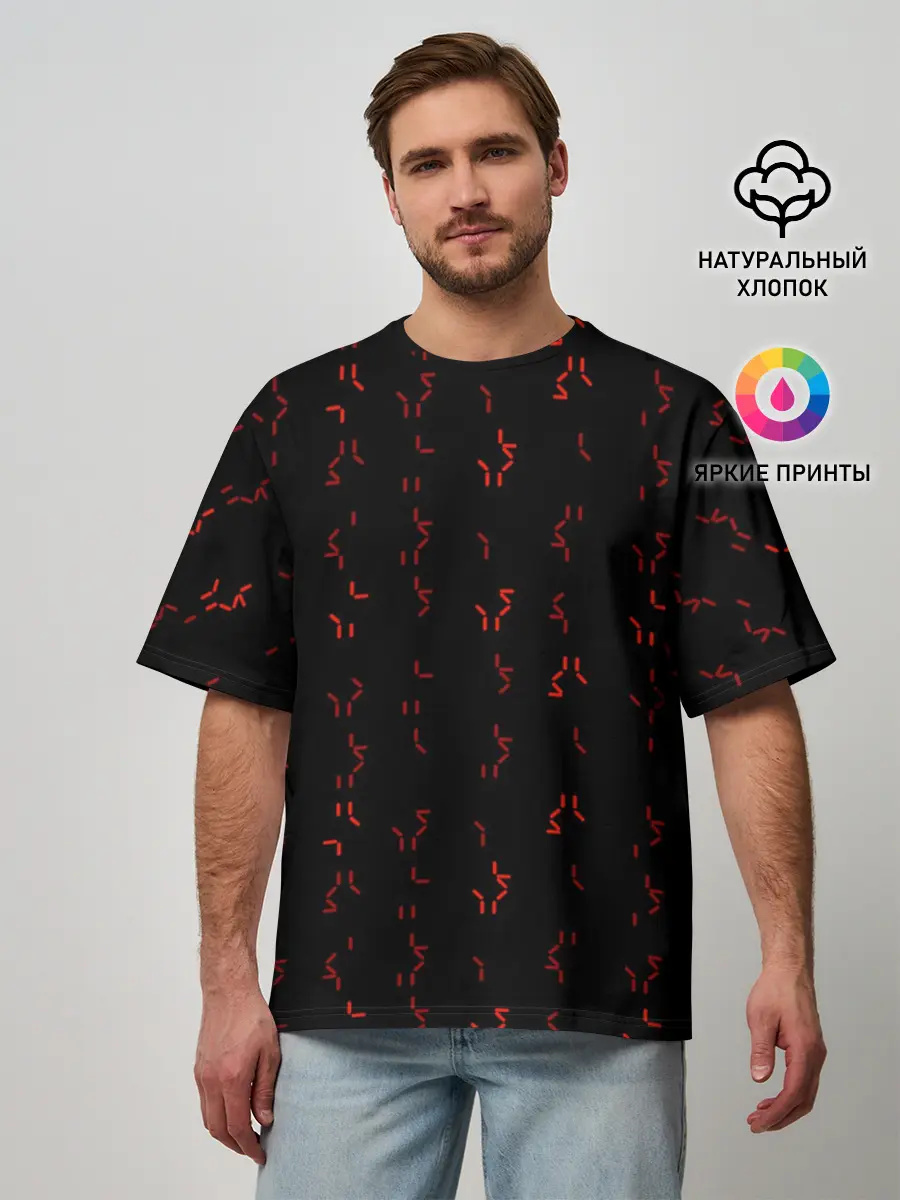 Мужская футболка оверсайз / Алфавит хищников