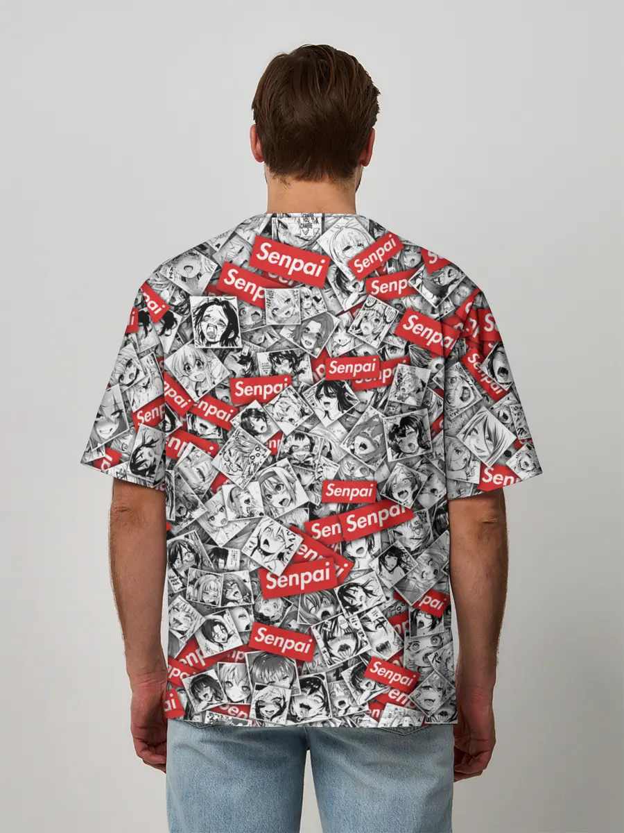 Мужская футболка оверсайз / Senpai ahegao