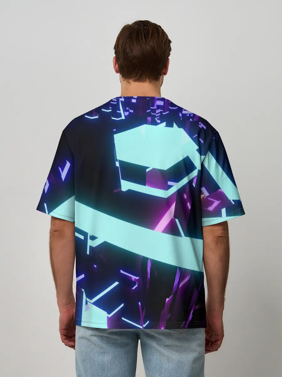Мужская футболка оверсайз / Blue Neons