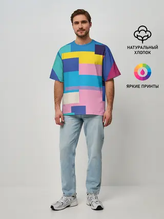 Мужская футболка оверсайз / Плавные узоры